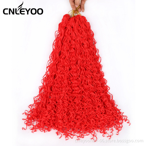 Red Curly ZiZi Box Braid Crochet Hair 28 Inch 24 Strands Micro Box Braids Crochet For Fashion